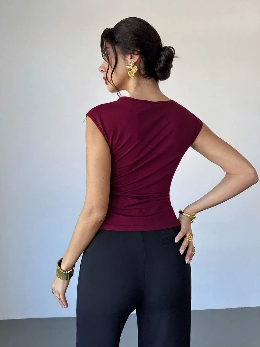Asymmetric Brooch Detail Top