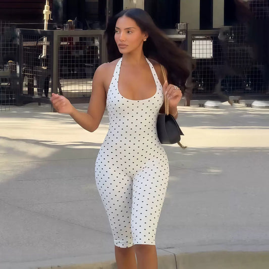 Polka-dot jump suit