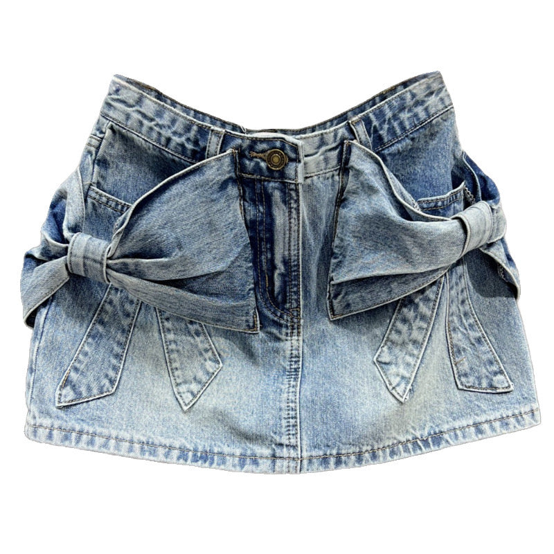 Flower denim skirt
