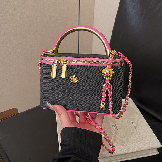 Denim box bag