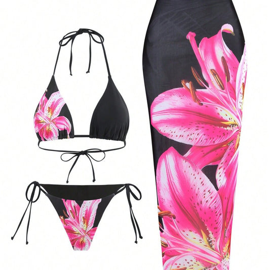 Island Glow Bikini Set with Skirt