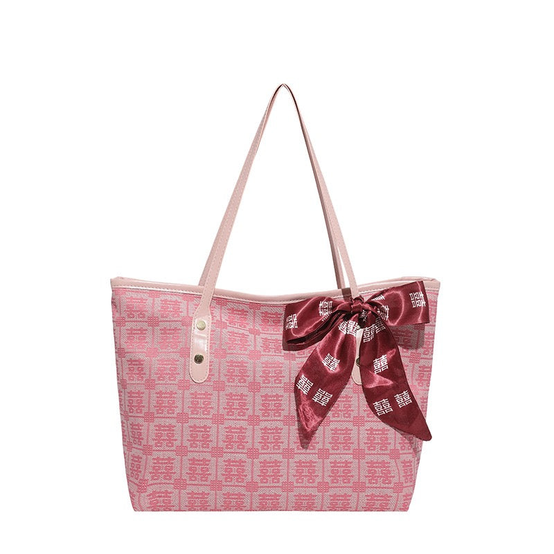 Printed Ribbon Tote Bag