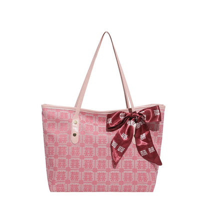 Printed Ribbon Tote Bag