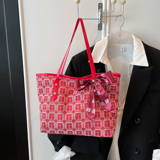 Printed Ribbon Tote Bag