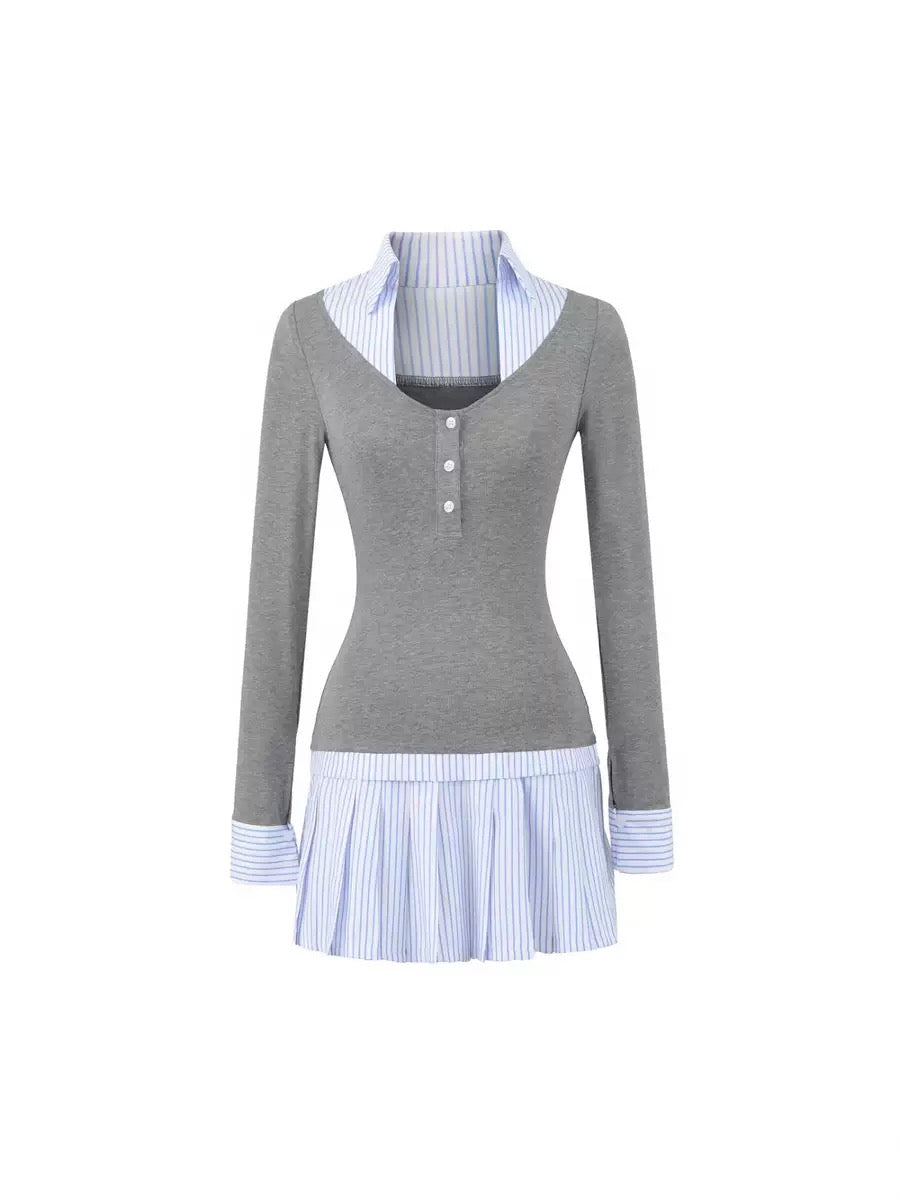 Preppy Layered Shirt Dress