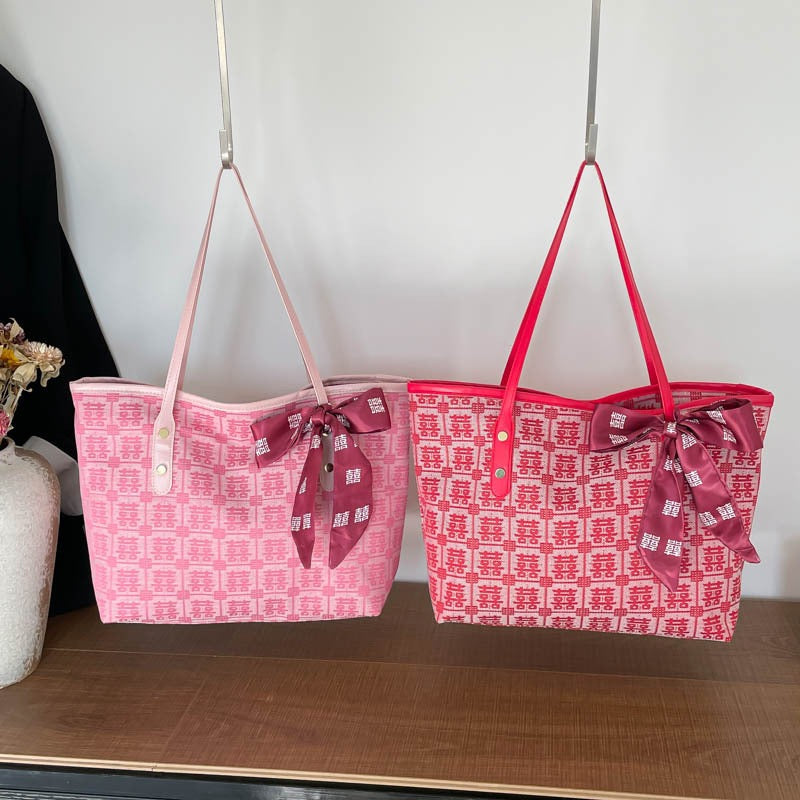 Printed Ribbon Tote Bag