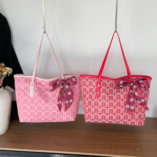 Printed Ribbon Tote Bag