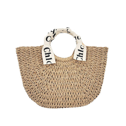Straw woven beach bag