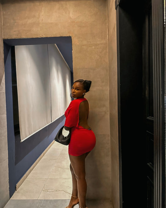Red backless dress