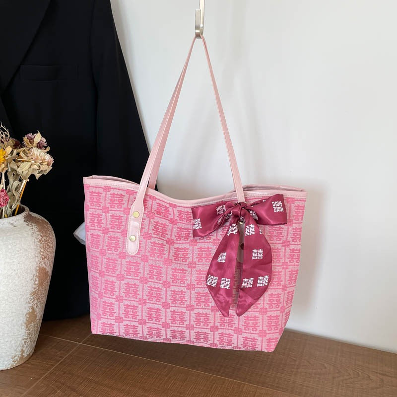 Printed Ribbon Tote Bag