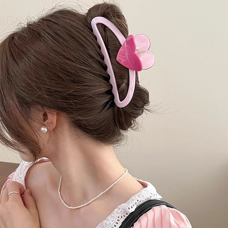 Pink love claw clip