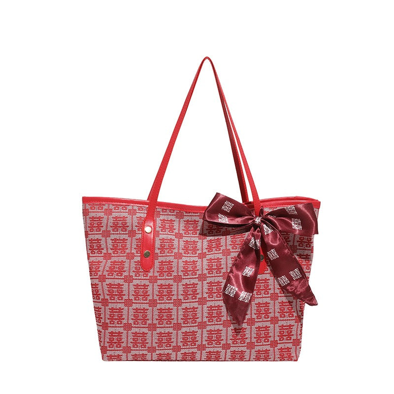 Printed Ribbon Tote Bag