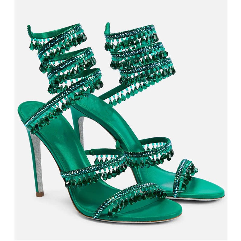 Crystal pendant heels
