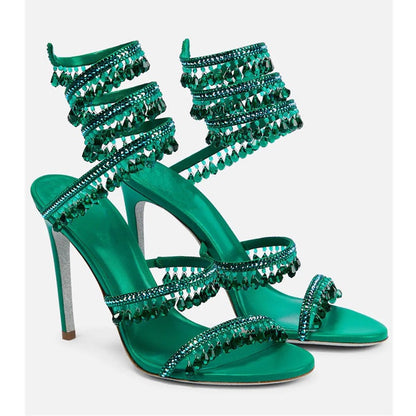 Crystal pendant heels