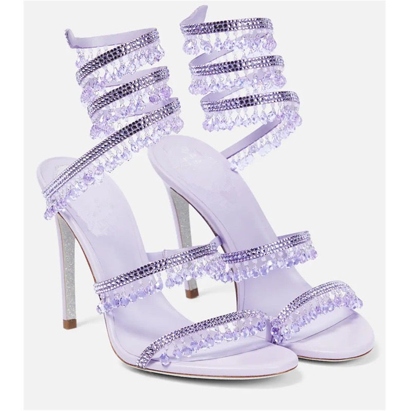 Crystal pendant heels