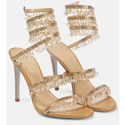 Crystal pendant heels