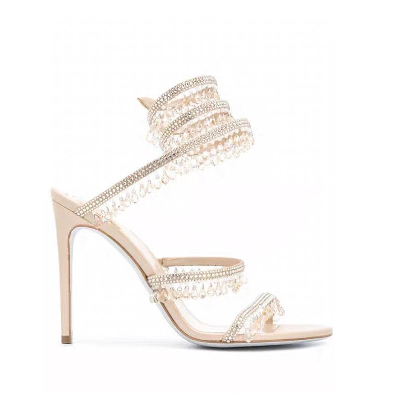 Crystal pendant heels