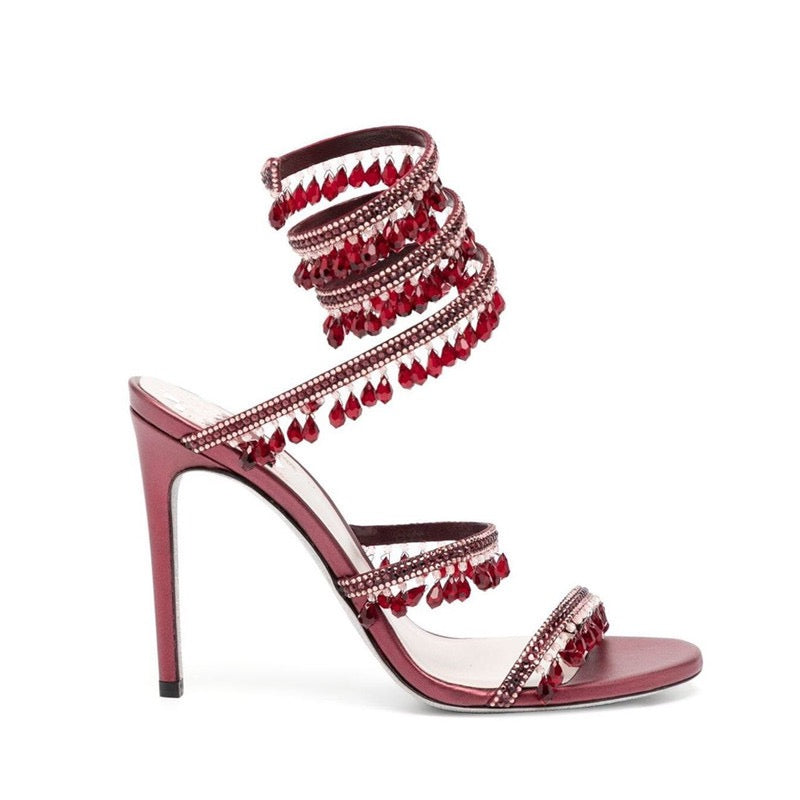 Crystal pendant heels