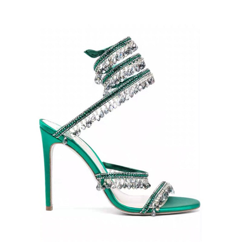 Crystal pendant heels