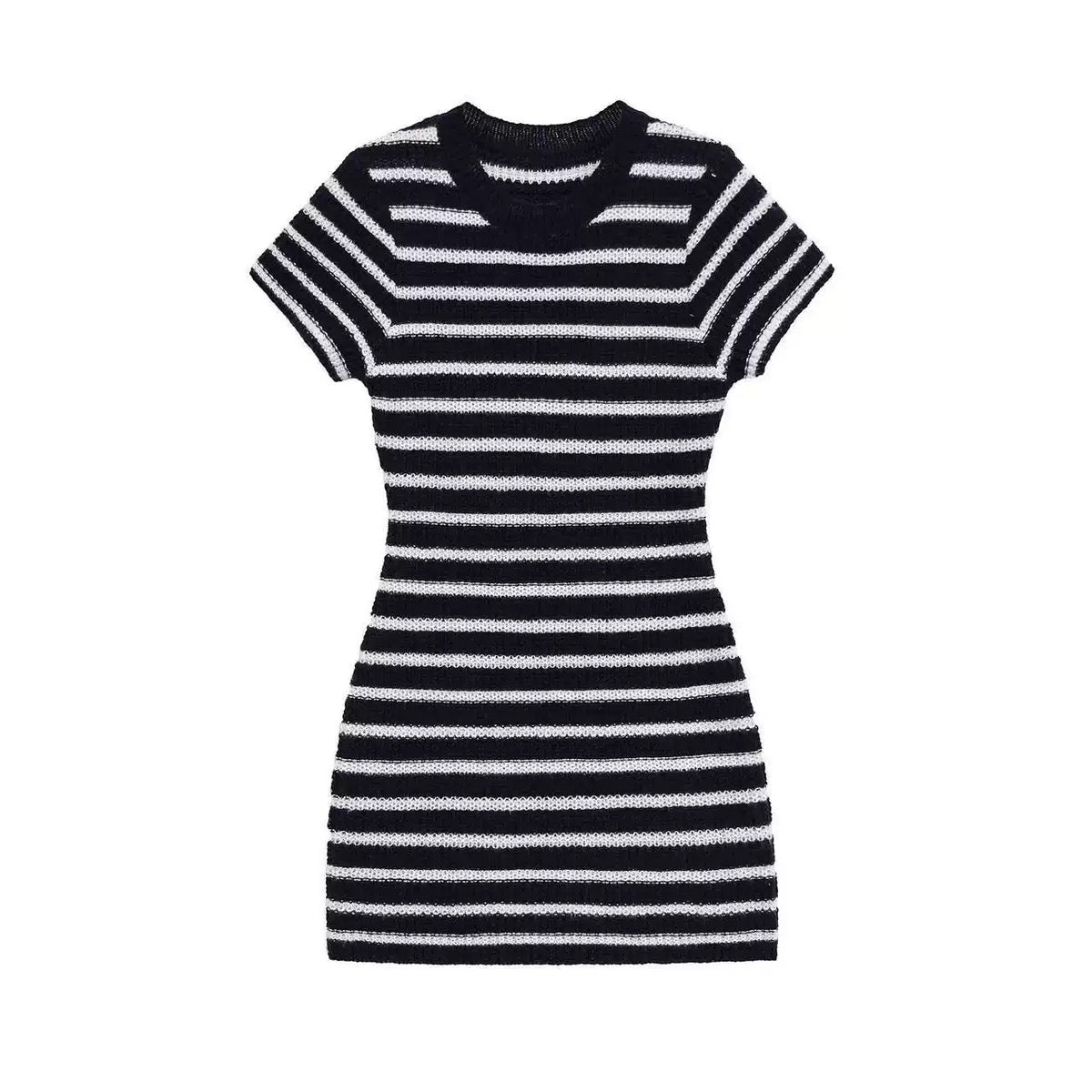 Striped Short Sleeve Mini Dress