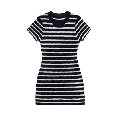 Striped Short Sleeve Mini Dress