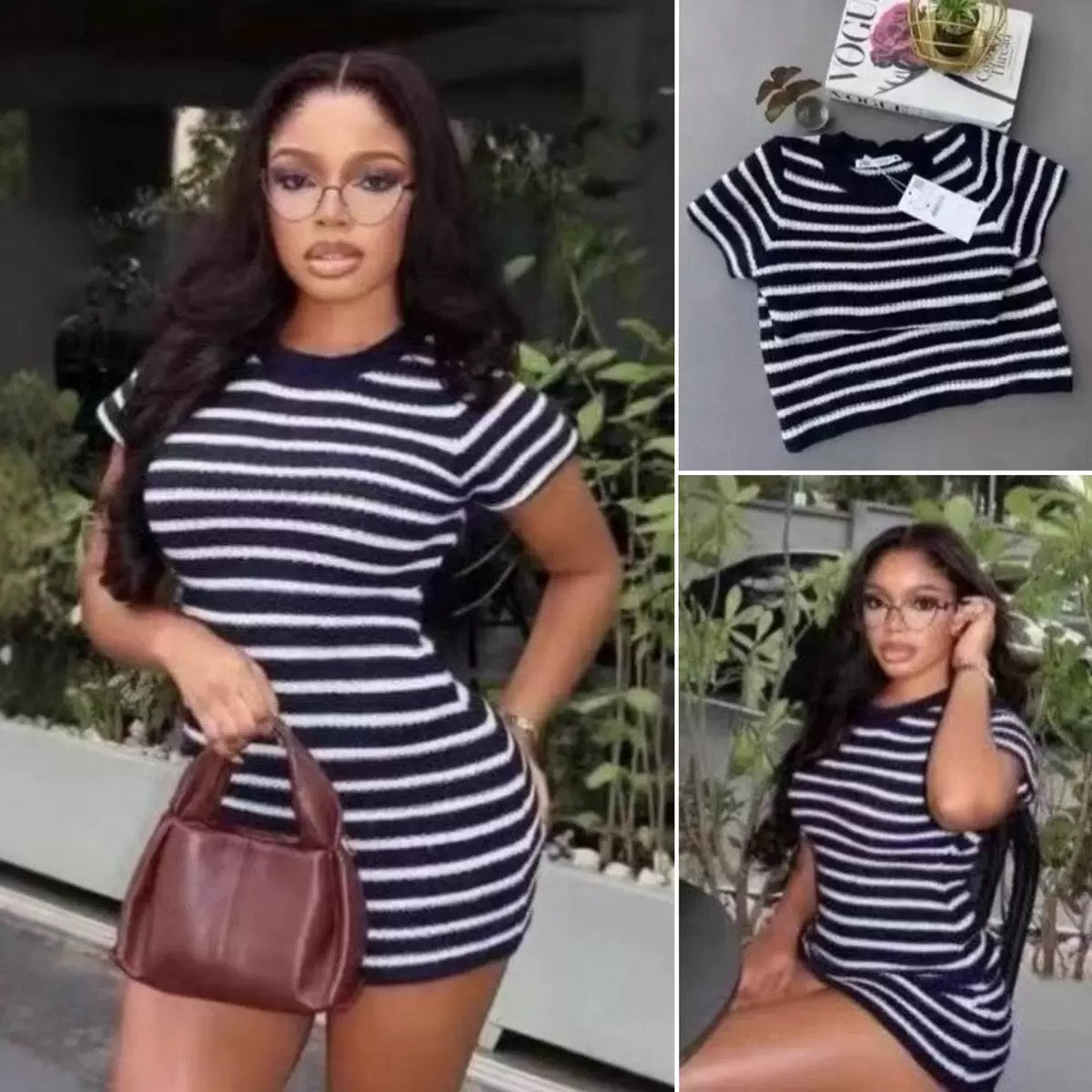 Striped Short Sleeve Mini Dress
