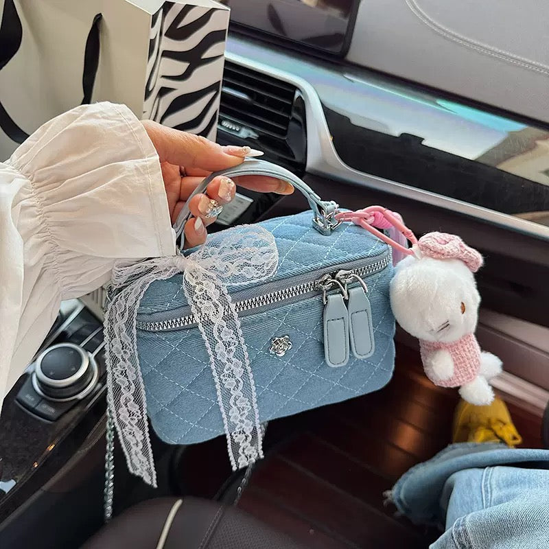 Denim box bag