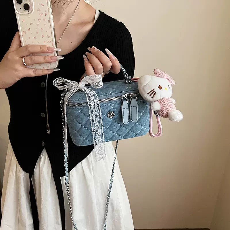 Denim box bag