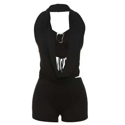 Halter Cut-Out Draped Romper