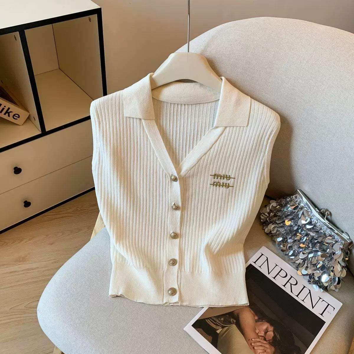 Chic Button Knit Vest Top