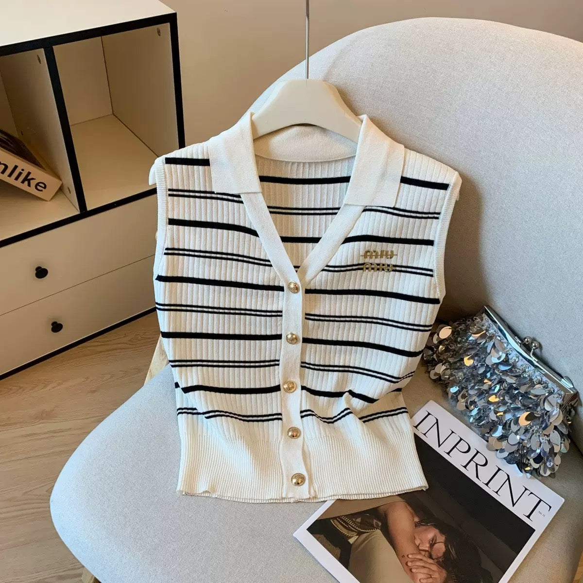 Chic Button Knit Vest Top
