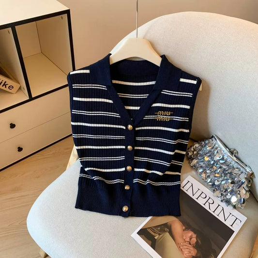 Chic Button Knit Vest Top