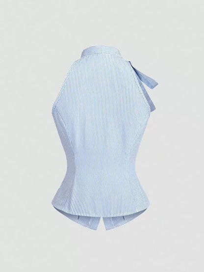 Striped Halter Peplum Top