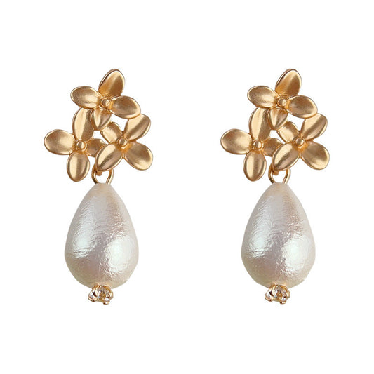 Golden Bloom Pearl Earrings