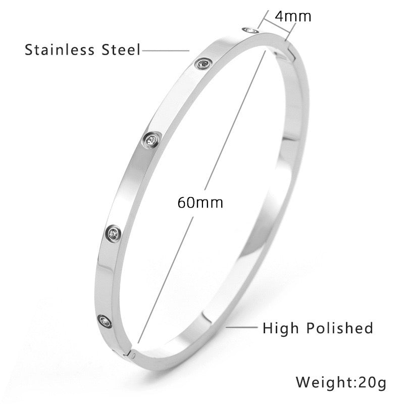 Crystal Accent Steel Bangle