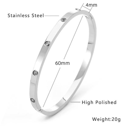 Crystal Accent Steel Bangle