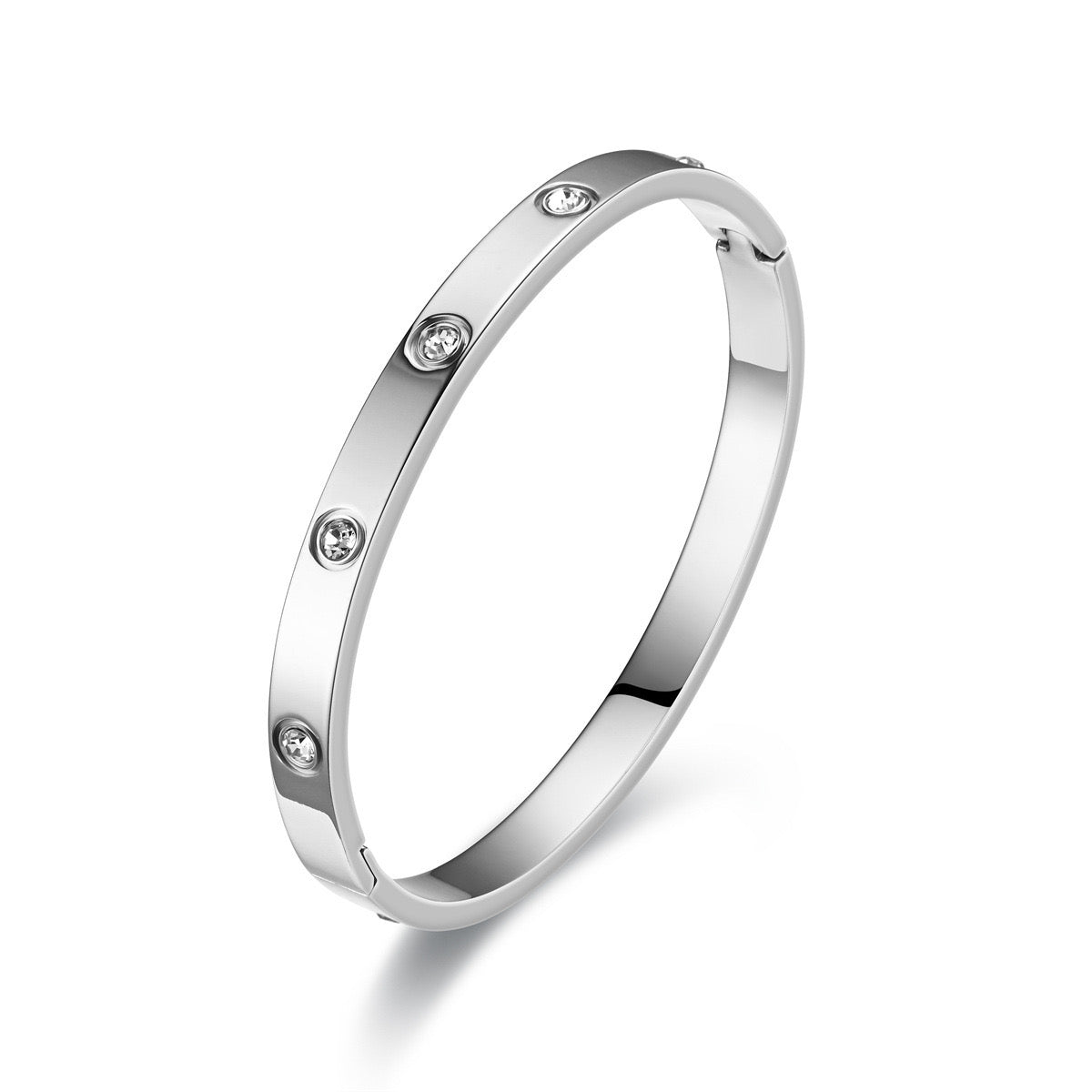 Crystal Accent Steel Bangle