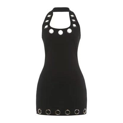 Grommet Halter Mini Dress