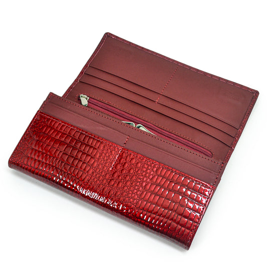 Scarlet Croc-Effect Wallet