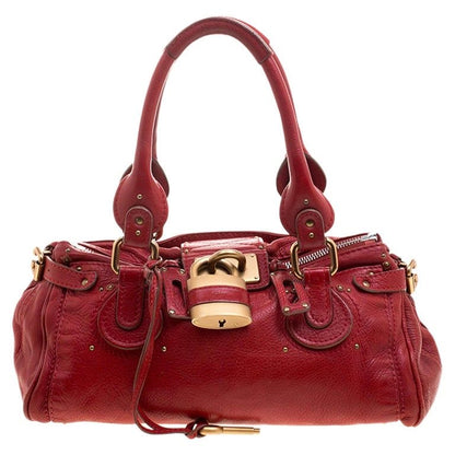 Lock Detail Leather Satchel