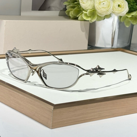 Luxury Spiked Metal Cat-Eye Glasses