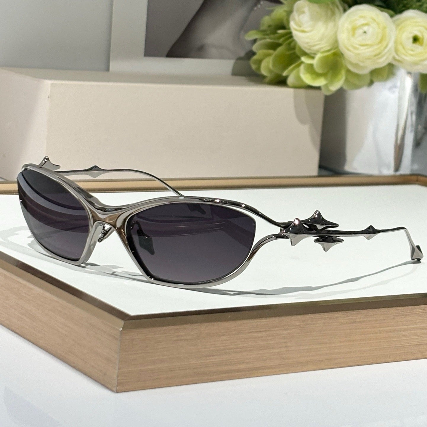 Luxury Spiked Metal Cat-Eye Glasses