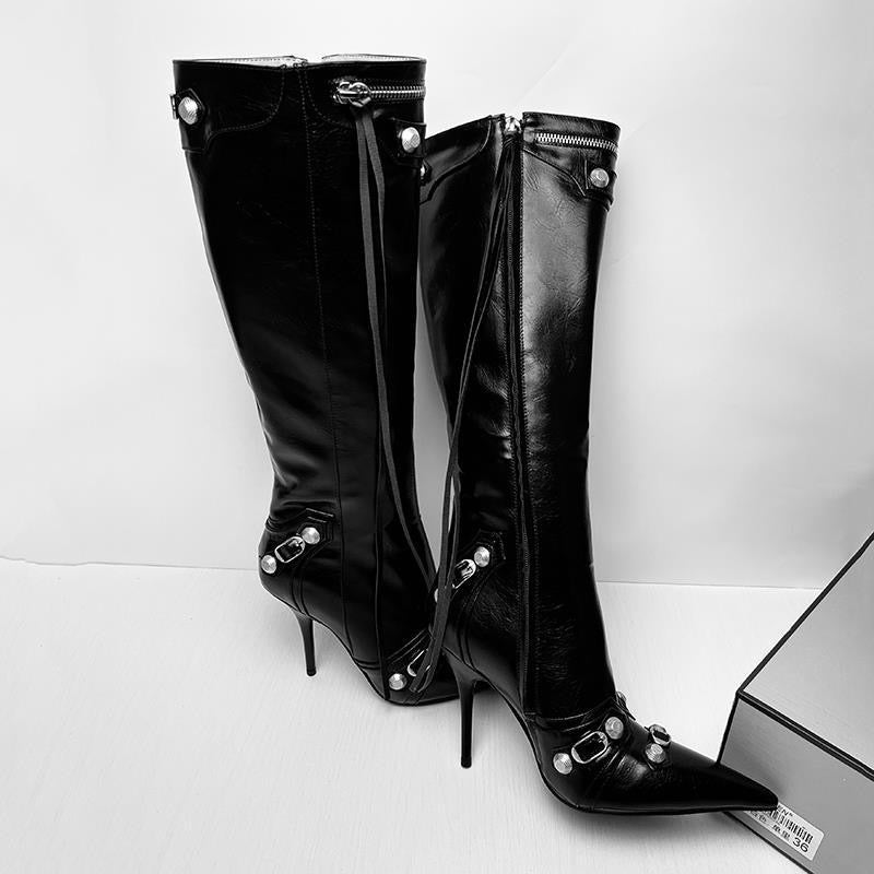 Gothic Buckle Stiletto Boots