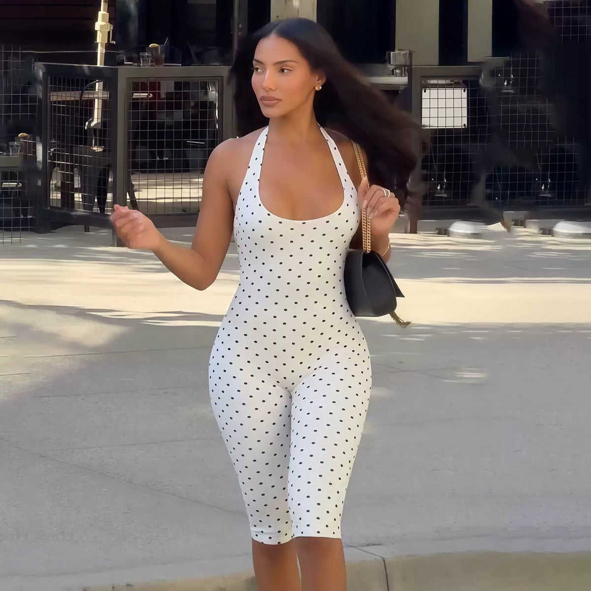 Polka-dot jump suit