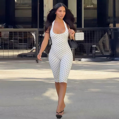 Polka-dot jump suit