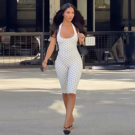 Polka-dot jump suit