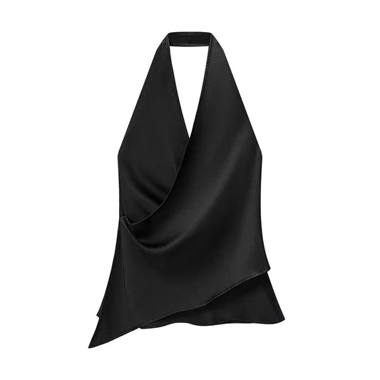Satin drape halter top