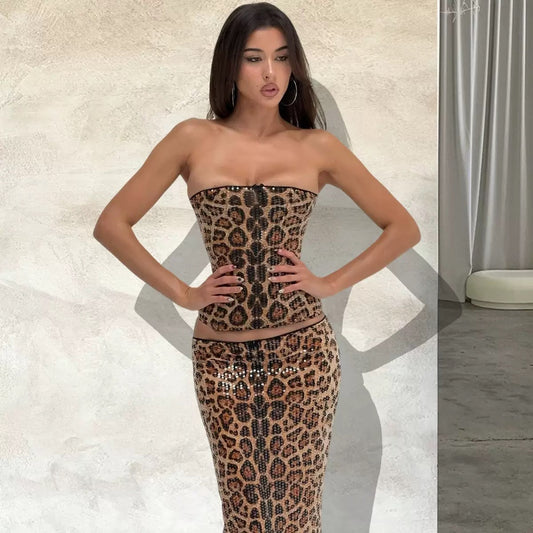 Leopard print two piece