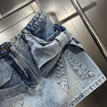 Flower denim skirt