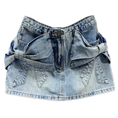 Flower denim skirt